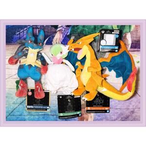 Bandai Kuji Pokémon Mega Shinka Evolution Plush Lucario Charizard Gardevoir Lot